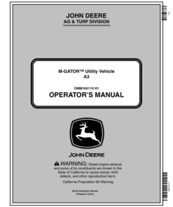 John Deere M-Gator A3 Utility All Terrain Vehicle North America (030001-060000) Operator's Manual (OMM165110)