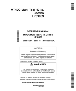 John Deere MT42C Multi-Tool 42 in. Combo LP39089 Operator's Manual (OMM165247)