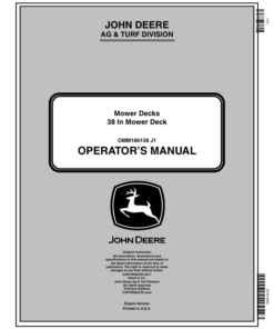 John Deere 38 Inch Mower Decks (070001-) X300 Lawn Tractors Operator's Manual (OMM166158)