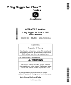 John Deere 2 Bag Bagger for ZTrak Series (North American) Operator's Manual (OMM167464)