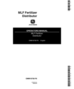 John Deere MLF Fertilizer Distributor Operator's Manual (OMM16758)
