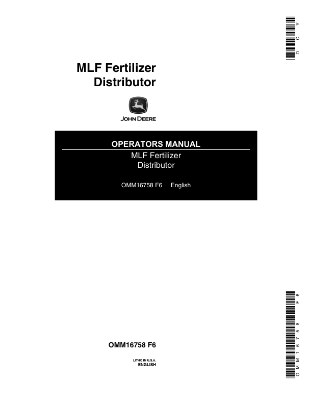 John Deere MLF Fertilizer Distributor Operator's Manual (OMM16758)