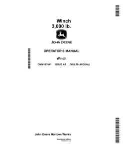 John Deere Winch 3,000 lb. Operator's Manual (OMM167641)