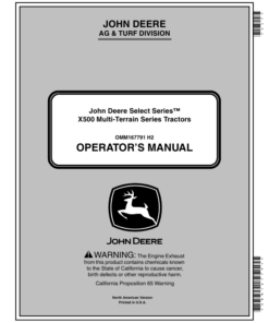 John Deere X500, X520, X534, X540 Multi-Terrain Select Series Tractors North America (080001-090000) Operator's Manual (OMM167791)