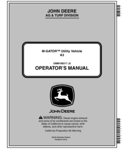 John Deere M-Gator A3 Utility All Terrain Vehicle North America (060001-080000) Operator's Manual (OMM168317)