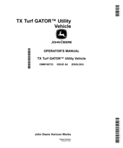 John Deere TX Turf Gator Utility Vehicle Export Edition (070001-) Operator's Manual (OMM168723)