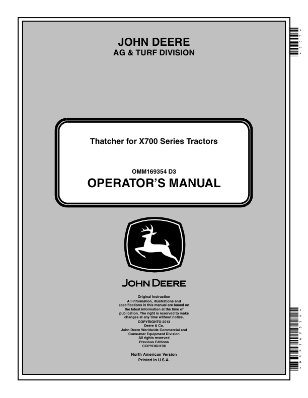 John Deere Thatcher for X700 Series Tractors Operator's Manual (OMM169354)