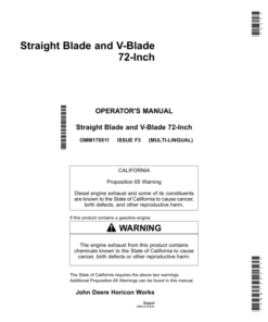 John Deere Straight Blade, V-Blade 72-Inch Operator's Manual (OMM170511)