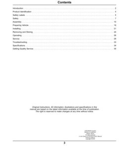 Alternative view of John Deere 44-Inch Snowblowers Compatible w/L100, LA, G100 & 100 Series Tractors North America (080001- ) Operator's Manual (OMM170954)