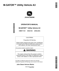 John Deere M-Gator A3 Utility All Terrain Vehicle North America (080001-110000) Operator's Manual (OMM171341)