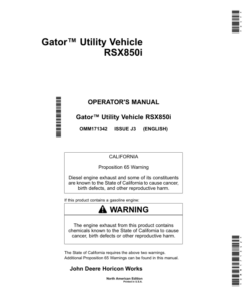 John Deere RSX850i Gator Utility Vehicle North America (030001-040000) Operator's Manual (OMM171342)