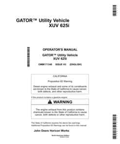 John Deere 625i XUV Gator North America (080001-100000) Operator's Manual (OMM171349)
