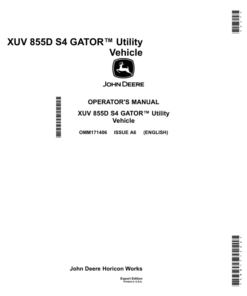 John Deere 855D XUV S4 Gator Operator's Manual (OMM171406)