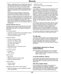 Alternative view of John Deere TX Gator Utility Vehicle California Edition (070001-100000) Operator's Manual (OMM171487)