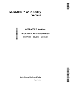 John Deere M-GATOR A1-K Utility Vehicle (110001-) Operator's Manual (OMM172558)