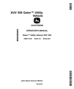 John Deere XUV 550 Gator Utility Vehicle Export Edition (040001-050000) Operator's Manual (OMM173025)