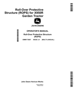John Deere Roll-Over Protective Structure (ROPS) for X950R Garden Tractor (Export Edition) Operator's Manual (OMM173667)