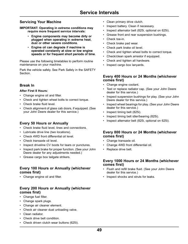 John Deere 825i S4 XUV Gator Utility Vehicle North America (100001- ) Operator's Manual (OMM173979) - Image 2