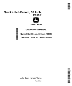John Deere Quick-Hitch Broom, 52 Inch, X950R (Export Edition)(S.N. 022001-) Operator's Manual (OMM175288)