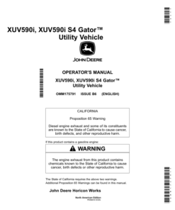 John Deere XUV590i & XUV590i S4Gator Utility Vehicle North America (010001- ) Operator's Manual (OMM175791)