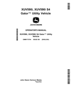 John Deere XUV590i, XUV590i S4 Gator Utility Vehicle Operator's Manual (OMM175794)