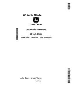John Deere 66 Inch Blade for Gator Utility VehiclesExport Edition (030001- ) Operator's Manual (OMM176552)