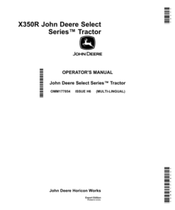John Deere X350R Select Series Tractor (Export Edition)(SN 020001-) Operator's Manual (OMM177854)