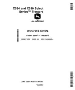 John Deere X584, X590 Select Series Tractors (Export Edition) (SN 120001-) Operator's Manual (OMM177855)