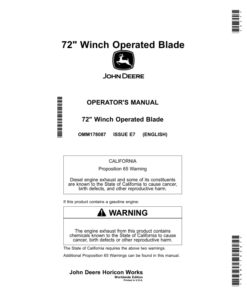 John Deere 72 Inch Winch Operated Blade Operator's Manual (OMM178087)