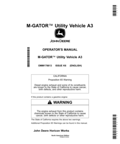 John Deere M-Gator A3 Utility Vehicles Operator's Manual (OMM178613)