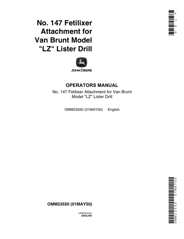 John Deere 336, 436, 536, 919 Grain Drill Operator's Manual (OMM23550)