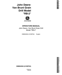 John Deere RB-2 John Deere-VanBrunt Grain Drill Operator's Manual (OMM32952)