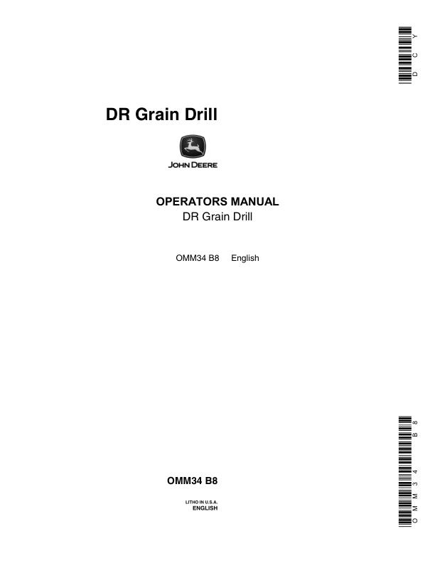 John Deere DR Grain Drill Operator's Manual (OMM34)