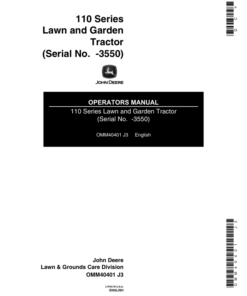 John Deere 110 Lawn & Garden Tractor Operator's Manual (OMM40401)