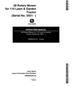 John Deere 38 Rotary Mower (003551-) Operator's Manual (OMM40540)