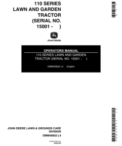 John Deere 110 Lawn & Garden Tractor Operator's Manual (OMM40832)