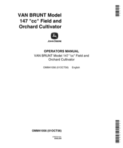 John Deere Van Brunt Model 147-CC Field & Orchard Cultivator Operator's Manual (OMM41056)