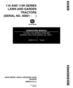John Deere 110 & 110H Lawn & Garden Tractor Operator's Manual (OMM41412)