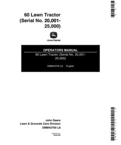 John Deere 60 Lawn Tractor (020001-) Operator's Manual (OMM43700)
