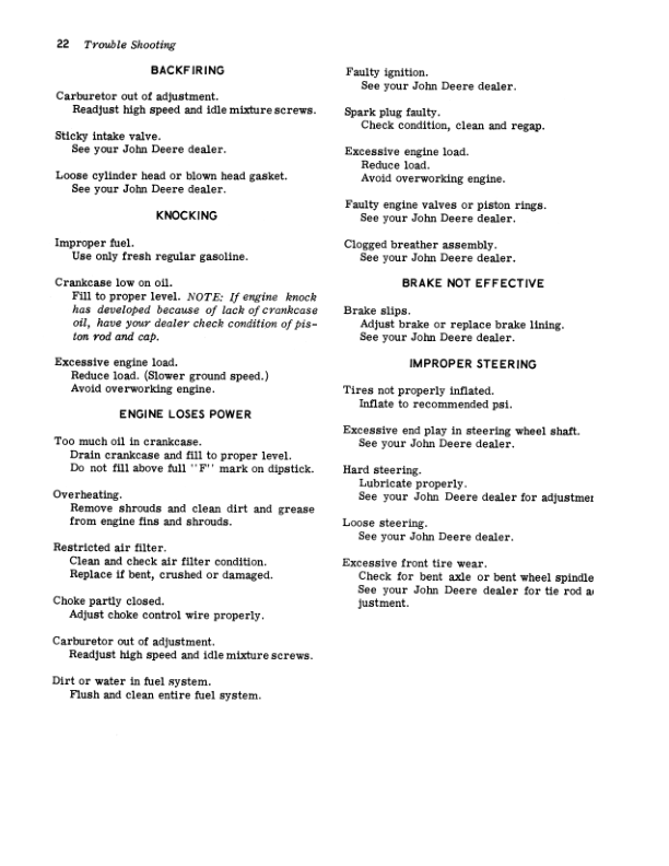 John Deere 120 Hydrostatic Tractor Operator's Manual (OMM44400) - Image 2