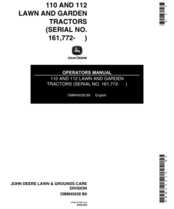 John Deere 110 & 112 Lawn & Garden Tractor Operator's Manual (OMM45039)