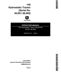 John Deere 140 Hydrostatic Tractor Operator's Manual (OMM45534)