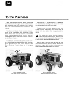 Alternative view of John Deere 140 Hydrostatic Tractor Operator's Manual (OMM46182)