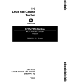 John Deere 110 Lawn & Garden Tractor Operator's Manual (OMM47701)