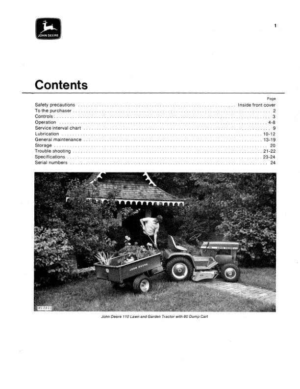 John Deere 110 Lawn & Garden Tractor Operator's Manual (OMM47701) - Image 2