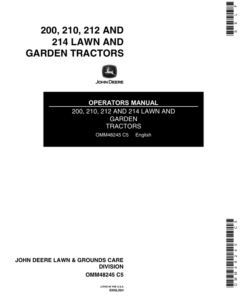 John Deere 200, 210, 212 & 214 Lawn & Garden Tractors Operator's Manual (OMM48245)