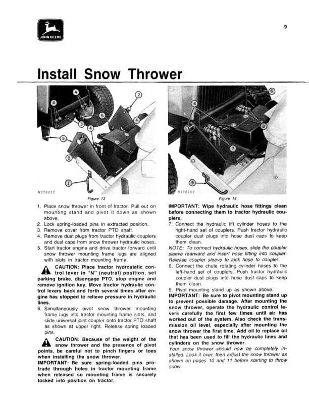 John Deere 50 Snow Thrower for 400 Hydrostatic Tractor Operator's Manual (OMM48795) - Image 2