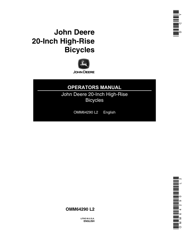 John Deere 20-Inch High-Rise Bicycle (Boys & Girls Models) Operator's Manual (OMM64290)