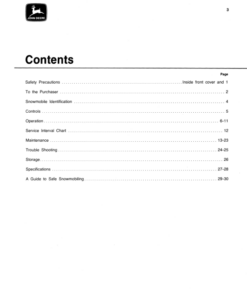 Alternative view of John Deere 340/S Snowmobiles (030001- ) Operator's Manual (OMM65560)