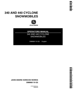 John Deere 340 & 440 Cyclone Snowmobiles North America (055001-080000) Operator's Manual (OMM66119)